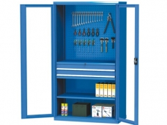Gabinete de almacenamiento de vidrio ajustable con cajón